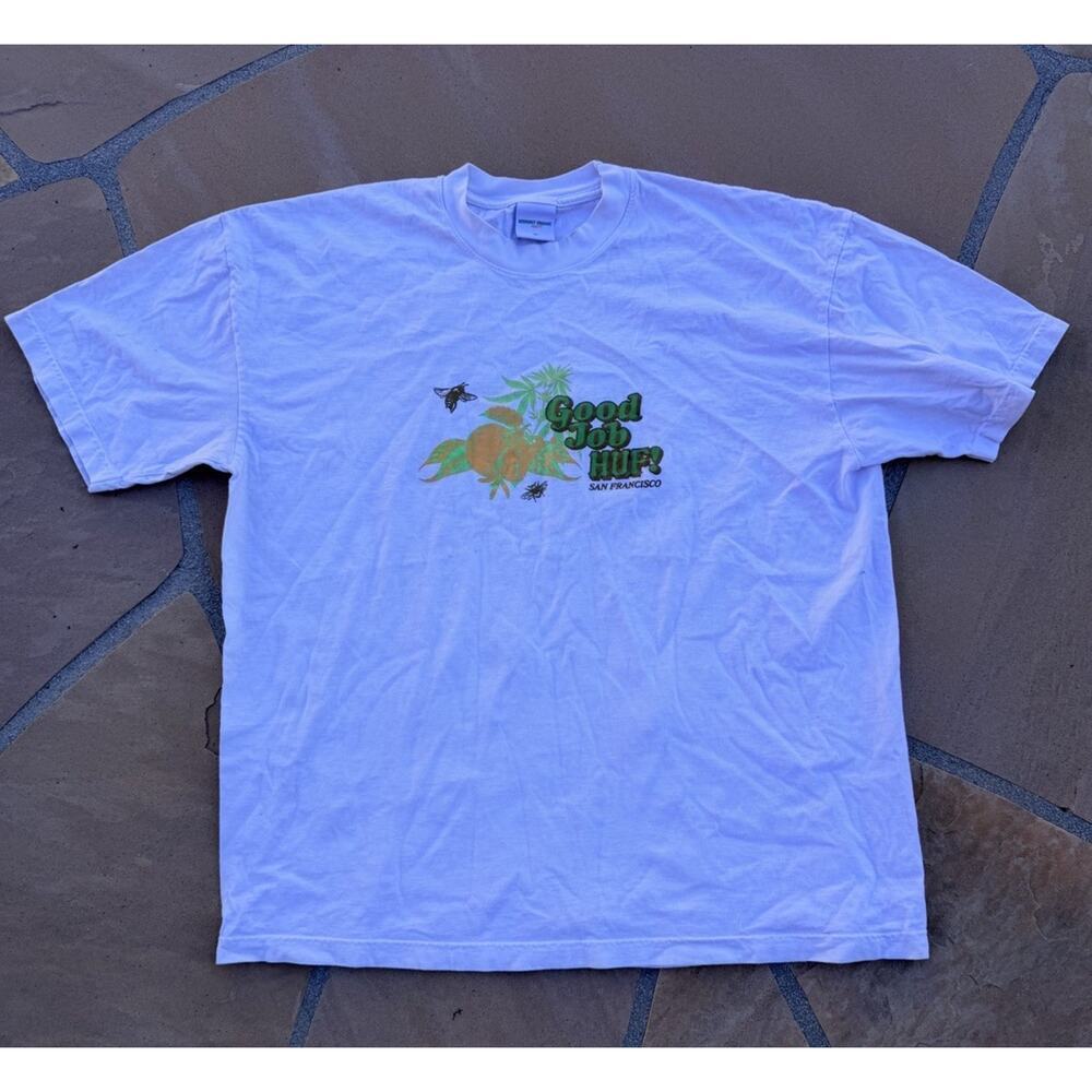 Larry June x Midnight Organic x Huf GOOD JOB HUF T-Shirt XL White